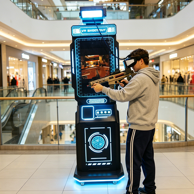 Simulatore di sparatutto VR in 9D in realtà virtuale in piedi Macchina di gioco arcade con controller di movimento per il parco