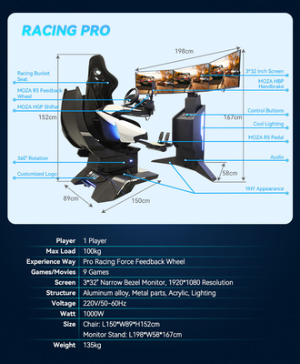 YHY Ultimate Racing Pro Version L'Ultimate VR Racing Simulator per giocatori professionisti