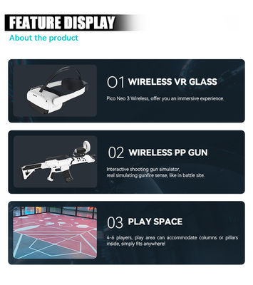 Simulatore di tiro VR indoor in grande spazio con arena multiplayer free roaming