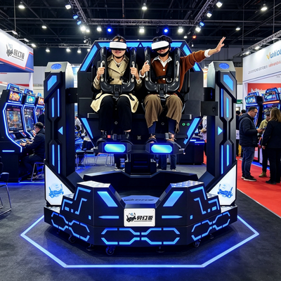 Attrezzatura per sala giochi VR chiavi in mano commerciale, sedia motion cinema VR 1080 gradi rotante 9D, simulatore di montagne russe per due giocatori
