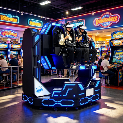 Attrezzatura per sala giochi VR chiavi in mano commerciale, sedia motion cinema VR 1080 gradi rotante 9D, simulatore di montagne russe per due giocatori