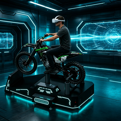Simulatore di moto VR monoposto commerciale con feedback di movimento in tempo reale