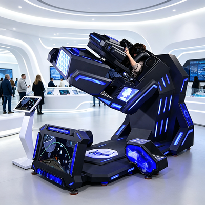 3-in-1 VR 360 Terminator Simulator Combining Roller Coaster Racing and Flight Motion for Shopping Malls