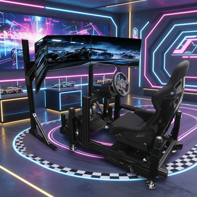 Gioco di auto da corsa a tre schermi con simulatore di sedile da corsa con piattaforma dinamica per Game Center