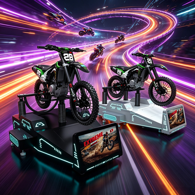 Macchina da gioco per moto VR commerciale per impieghi gravosi con piattaforma di movimento dinamico per parchi a tema